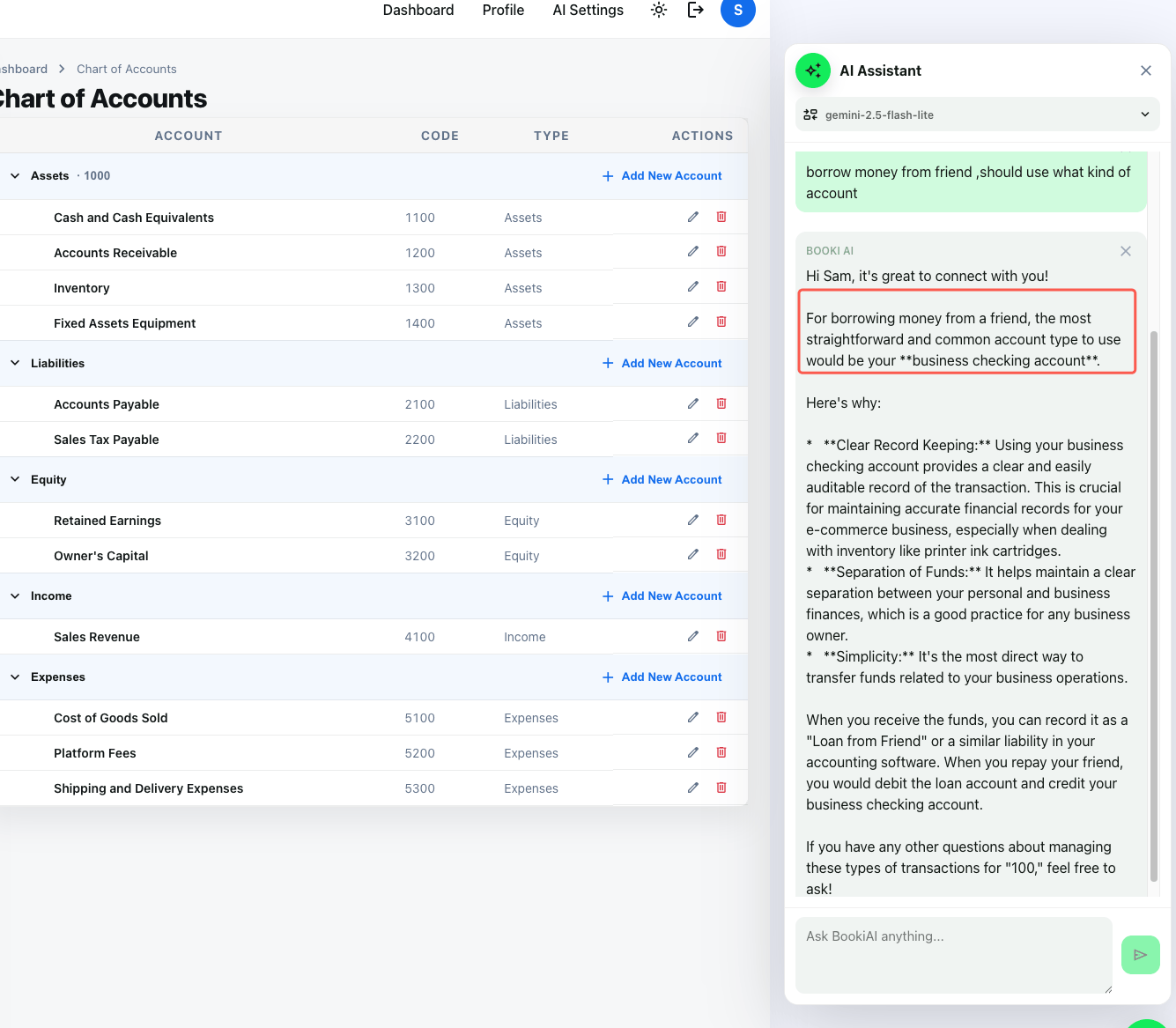 AI suggestions for accounts