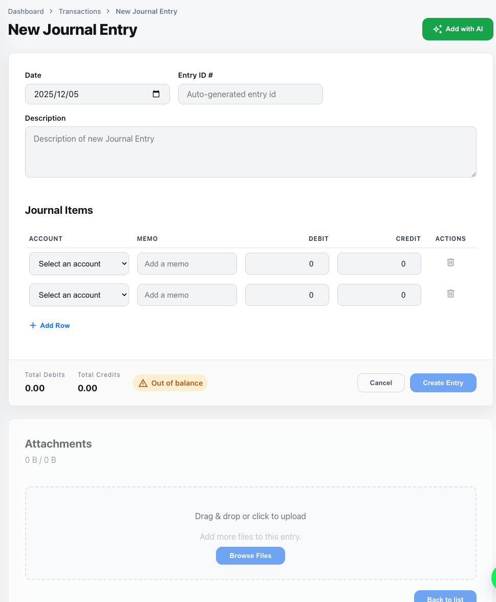 Create journal entry